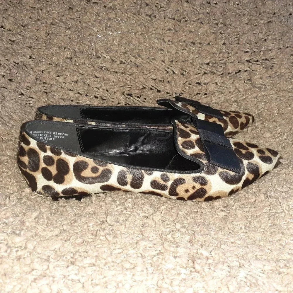 KENSIE-Leopard Pattern Calf Hair Ballet Flats - Picture 4 of 7